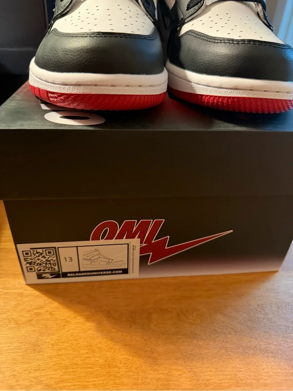 OMI in a Hellcat Reloaded Mens Size 13 BRAND NEW JORDAN 1 Bred Toe Retro